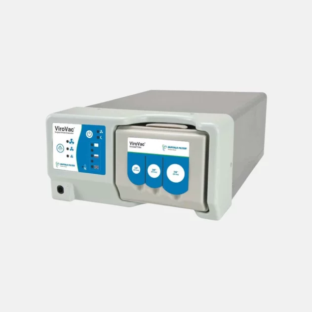 Buffalo Filter ViroVac surgical smoke evacuator machine with ViroSafe filter cartridge installed.